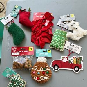 Christmas Ornament Set with Red Truck and Gingerbread House new